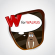 W for Walrus. Vector illustration