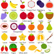 Vector Icons of Fruit with Alphabet A to Z