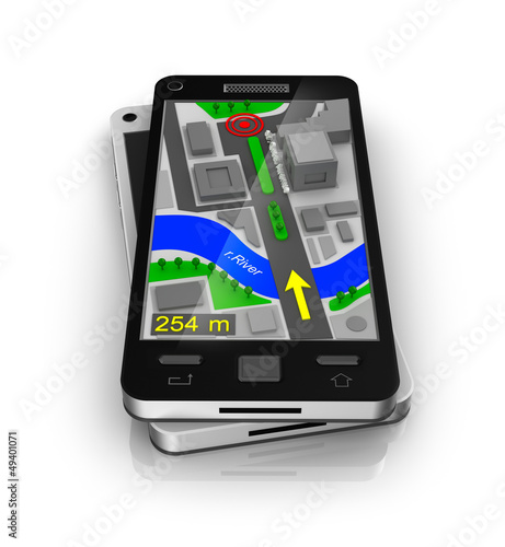 Illustration: Cellular phone as GPS navigator. My own design Cellular phone as GPS navigator. My own design