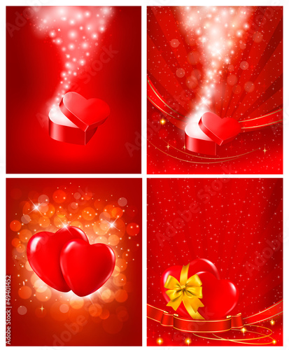 Vector: Set of Valentine`s day backgrounds. Vector illustration. Set of Valentine`s day backgrounds. Vector illustration.