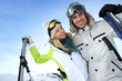 Cheerful couple enjoying winter vacation