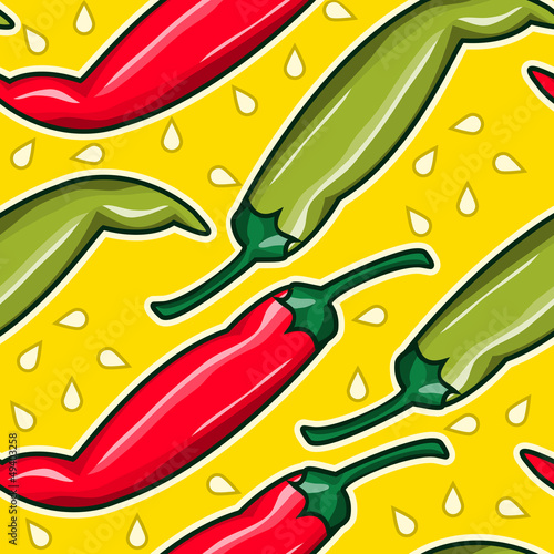 Illustration: pepper seamless pattern.Vector color background pepper seamless pattern.Vector color background