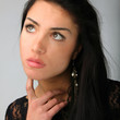 Sad girl looking side view