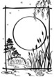 natural background, sketch. The pond reeds grow