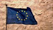 EU flag and old wall texture