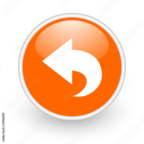 Illustration: back orange circle glossy web icon on white background back orange circle glossy web icon on white background