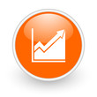 histogram orange circle glossy web icon on white background