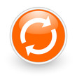 reload orange circle glossy web icon on white background