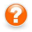 question mark orange circle glossy web icon on white background
