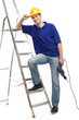 Construction worker with a ladder