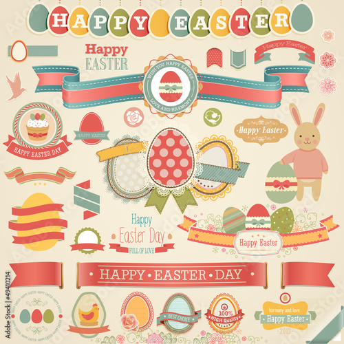 Vector: Easter scrapbook set - labels, Easter scrapbook set - labels,