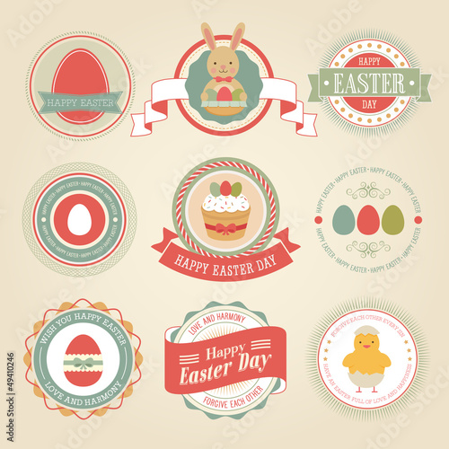 Vector: Easter set - labels and emblems. Vector illustration. Easter set - labels and emblems. Vector illustration.