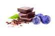 a handful of blueberries and slices of chocolate