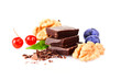 a handful of blueberries and slices of chocolate