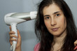 Girl who dries hair