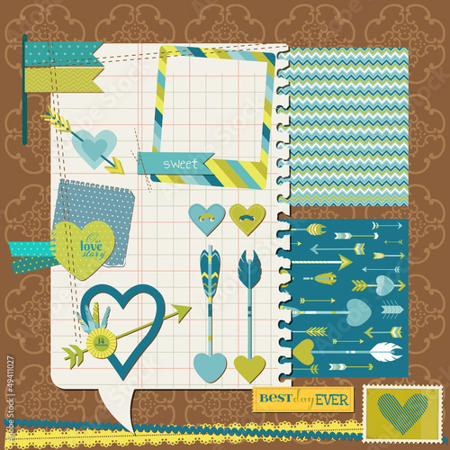 Vector: Scrapbook Design Elements - Love, Heart and Arrows - for design Scrapbook Design Elements - Love, Heart and Arrows - for design
