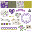 Scrapbook Design Elements - Vintage Violet Roses  - in vector