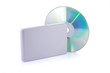 External hard disk and dvd isolated on white background. Includi