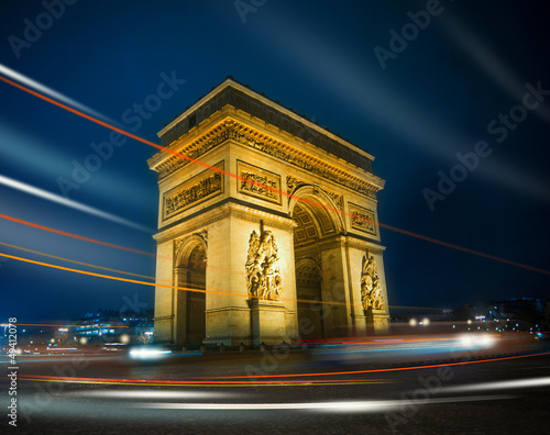 Photo: Arc de Triomphe by night, Paris, France Arc de Triomphe by night, Paris, France