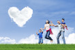Happy family and love clouds
