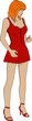 The surprised girl in a short dress and on heels