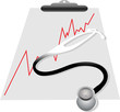 Clipboard with stethoscope, vector