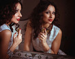 Fashion woman in  dress with jewelry bijouterie