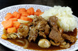 Pork Pieces with Mashed Potatoes and Vegetables