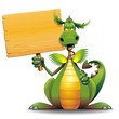 Vector: Dragon Cartoon with Wooden Panel-Drago Buffo con Pannello Dragon Cartoon with Wooden Panel-Drago Buffo con Pannello