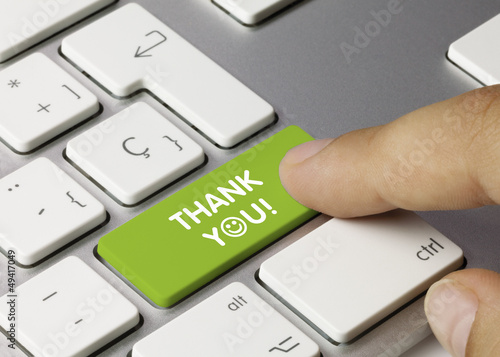 Photo: Thank You! keyboard key. Finger Thank You! keyboard key. Finger