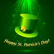 Leprechaun hat with golden clover in magic light