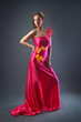 pink long dress