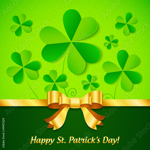 Vector: Green paper clovers background for Saint Patrick's Day Green paper clovers background for Saint Patrick's Day