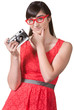 Photo: Pensive Woman with Camera Pensive Woman with Camera