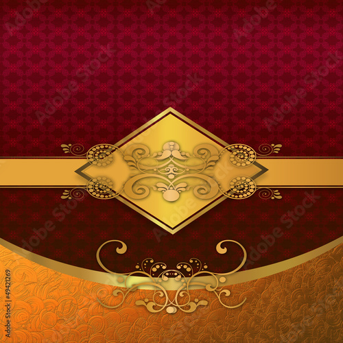 Illustration: Red laces and gold floral Red laces and gold floral