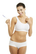 Pregnancy test - happy surprised woman