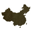 Dark silhouetted map of China