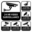 CCTV labels. Set symbols video surveillance, vector illustration