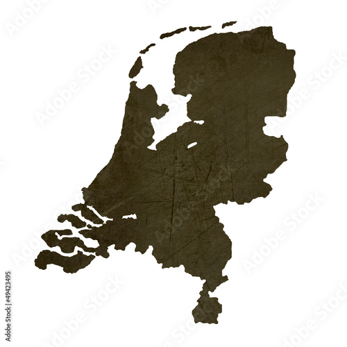 Illustration: Dark silhouetted map of Netherlands Dark silhouetted map of Netherlands