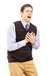 A young man having a heart attack