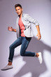 casual young man in the air