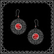 Jewelry filigree earrings isolated on black