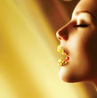 Luxury Golden Makeup. Beautiful Professional Holiday Make-up
