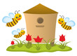 Beehive with bees