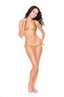 Young woman with lingerie (bikini) in front of white background