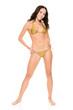 Young woman with lingerie (bikini) in front of white background