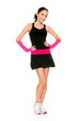 Sporty woman in the stuido in front of white background
