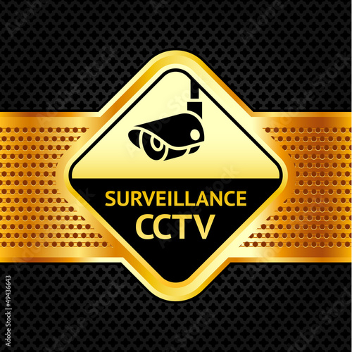 Vector: Cctv symbol on a metallic perforated background Cctv symbol on a metallic perforated background