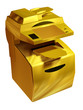 Illustration: golden printer, copier, scanner, fax golden printer, copier, scanner, fax