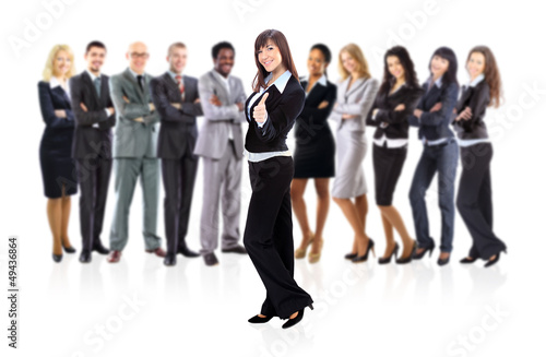 Photo: Portrait of successful businesswoman and business team Portrait of successful businesswoman and business team